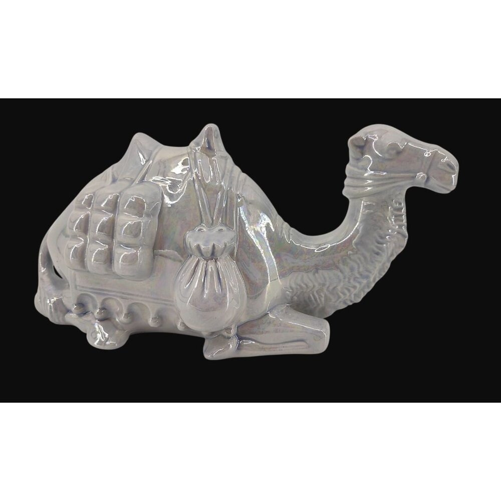 Vintage Holland Mold Iridescent White Nativity Camel Laying Figurine
